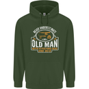 An Old Man With a Fishing Rod & Beer Funny Mens 80% Cotton Hoodie Forest Green
