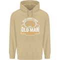 An Old Man With a Fishing Rod & Beer Funny Mens 80% Cotton Hoodie Sand