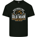 An Old Man With a Fishing Rod & Beer Funny Mens Cotton T-Shirt Tee Top Black