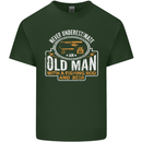 An Old Man With a Fishing Rod & Beer Funny Mens Cotton T-Shirt Tee Top Forest Green