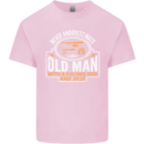 An Old Man With a Fishing Rod & Beer Funny Mens Cotton T-Shirt Tee Top Light Pink
