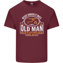 An Old Man With a Fishing Rod & Beer Funny Mens Cotton T-Shirt Tee Top Maroon