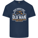 An Old Man With a Fishing Rod & Beer Funny Mens Cotton T-Shirt Tee Top Navy Blue