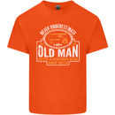 An Old Man With a Fishing Rod & Beer Funny Mens Cotton T-Shirt Tee Top Orange