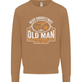 An Old Man With a Fishing Rod & Beer Funny Mens Sweatshirt Jumper Caramel Latte