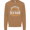 An Old Man With a Fishing Rod & Beer Funny Mens Sweatshirt Jumper Caramel Latte