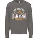 An Old Man With a Fishing Rod & Beer Funny Mens Sweatshirt Jumper Charcoal