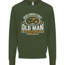 An Old Man With a Fishing Rod & Beer Funny Mens Sweatshirt Jumper Forest Green