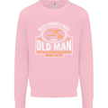 An Old Man With a Fishing Rod & Beer Funny Mens Sweatshirt Jumper Light Pink