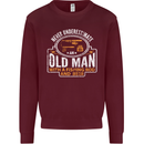An Old Man With a Fishing Rod & Beer Funny Mens Sweatshirt Jumper Maroon