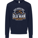An Old Man With a Fishing Rod & Beer Funny Mens Sweatshirt Jumper Navy Blue