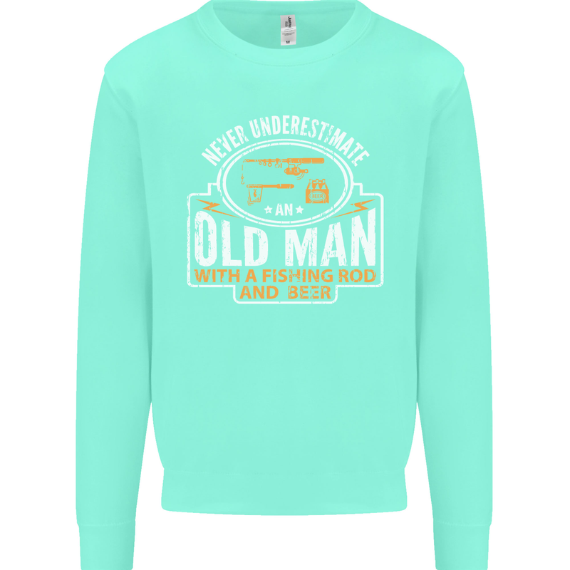 An Old Man With a Fishing Rod & Beer Funny Mens Sweatshirt Jumper Peppermint