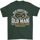 An Old Man With a Fishing Rod & Beer Funny Mens T-Shirt Cotton Gildan Forest Green