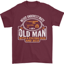 An Old Man With a Fishing Rod & Beer Funny Mens T-Shirt Cotton Gildan Maroon