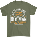 An Old Man With a Fishing Rod & Beer Funny Mens T-Shirt Cotton Gildan Military Green