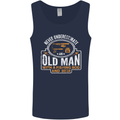 An Old Man With a Fishing Rod & Beer Funny Mens Vest Tank Top Navy Blue