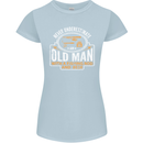 An Old Man With a Fishing Rod & Beer Funny Womens Petite Cut T-Shirt Light Blue