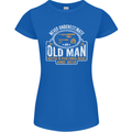 An Old Man With a Fishing Rod & Beer Funny Womens Petite Cut T-Shirt Royal Blue