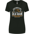 An Old Man With a Fishing Rod & Beer Funny Womens Wider Cut T-Shirt Black