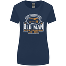 An Old Man With a Fishing Rod & Beer Funny Womens Wider Cut T-Shirt Navy Blue