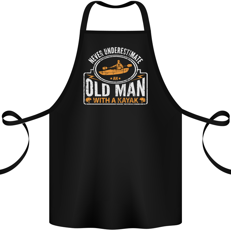 An Old Man With a Kayak Kayaking Funny Cotton Apron 100% Organic Black