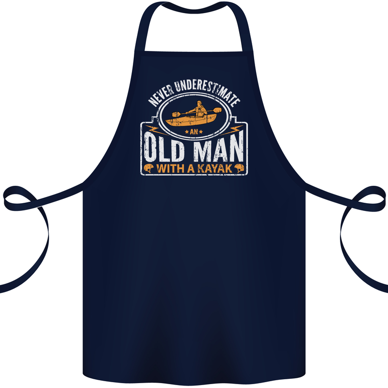 An Old Man With a Kayak Kayaking Funny Cotton Apron 100% Organic Navy Blue