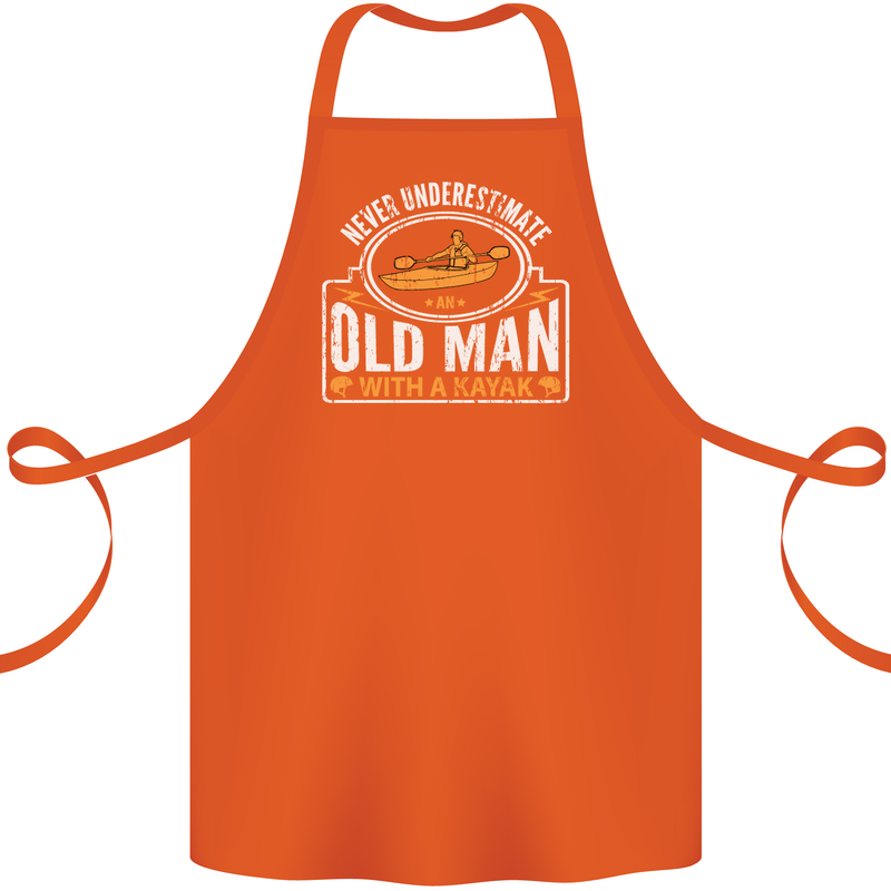 An Old Man With a Kayak Kayaking Funny Cotton Apron 100% Organic Orange