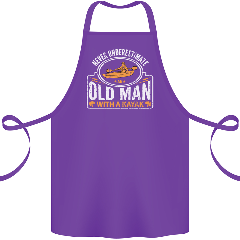 An Old Man With a Kayak Kayaking Funny Cotton Apron 100% Organic Purple