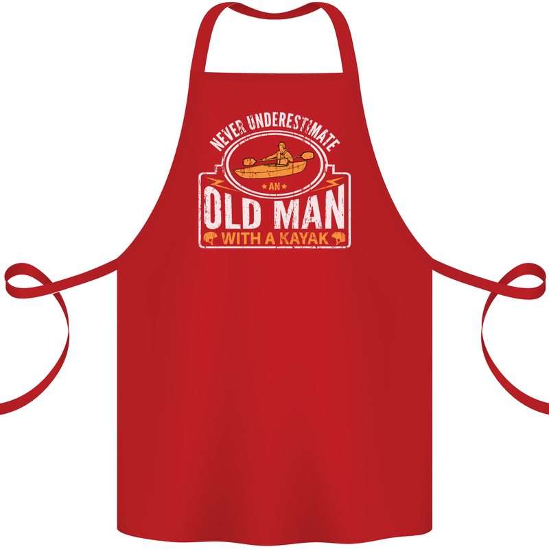 An Old Man With a Kayak Kayaking Funny Cotton Apron 100% Organic Red