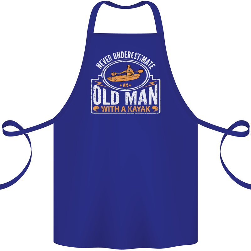 An Old Man With a Kayak Kayaking Funny Cotton Apron 100% Organic Royal Blue
