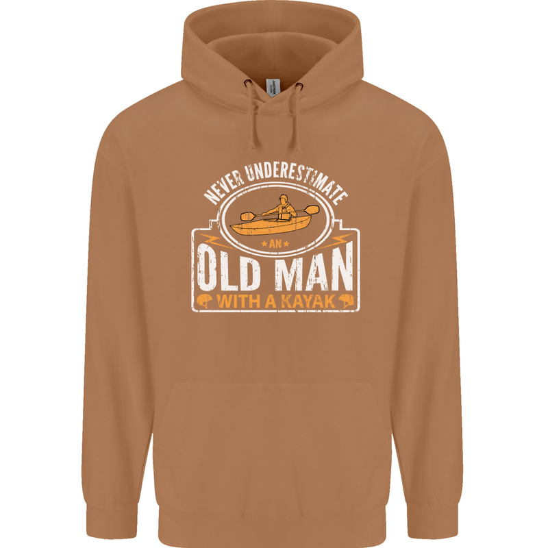 An Old Man With a Kayak Kayaking Funny Mens 80% Cotton Hoodie Caramel Latte