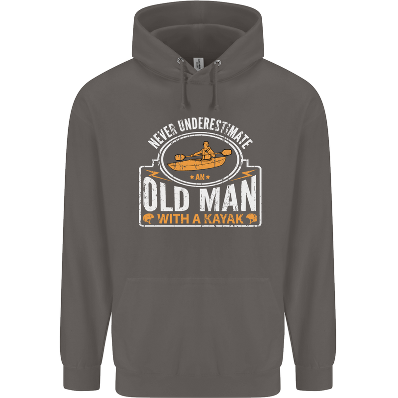 An Old Man With a Kayak Kayaking Funny Mens 80% Cotton Hoodie Charcoal