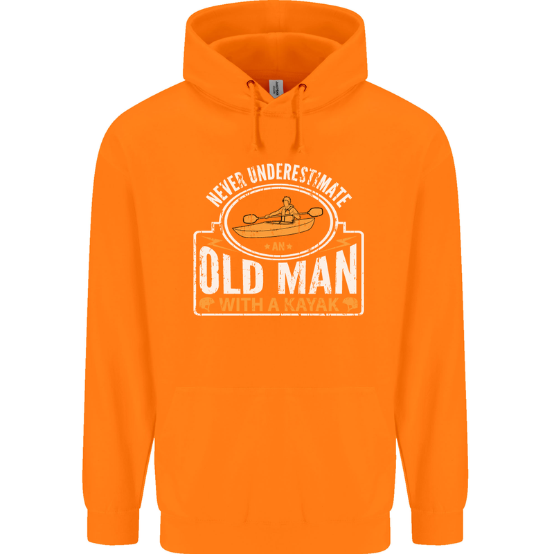 An Old Man With a Kayak Kayaking Funny Mens 80% Cotton Hoodie Orange