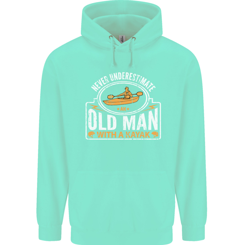 An Old Man With a Kayak Kayaking Funny Mens 80% Cotton Hoodie Peppermint