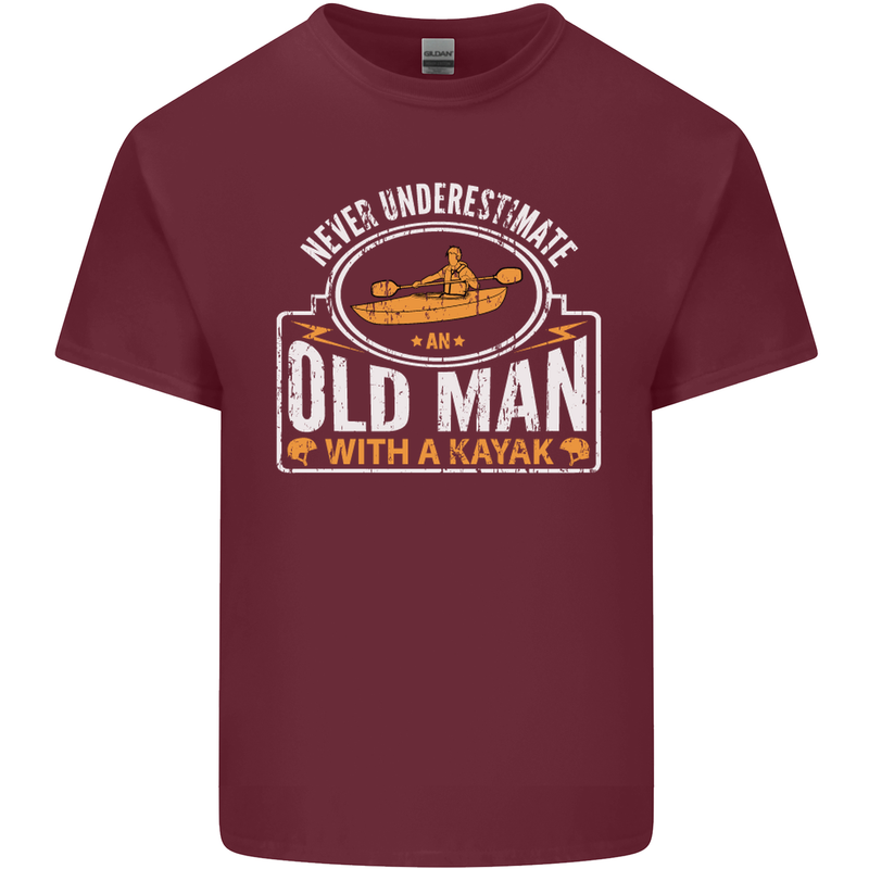 An Old Man With a Kayak Kayaking Funny Mens Cotton T-Shirt Tee Top Maroon