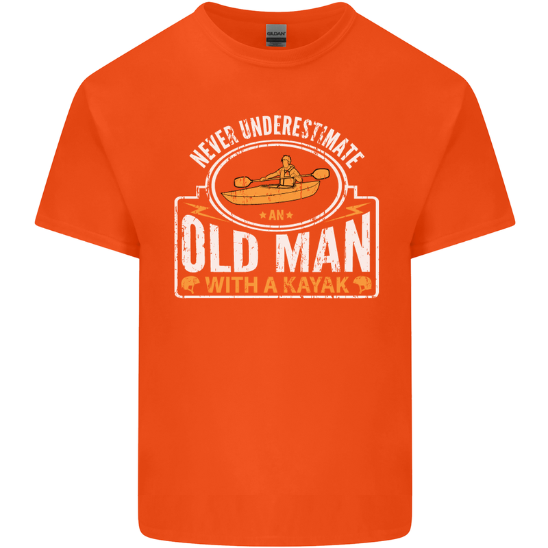 An Old Man With a Kayak Kayaking Funny Mens Cotton T-Shirt Tee Top Orange