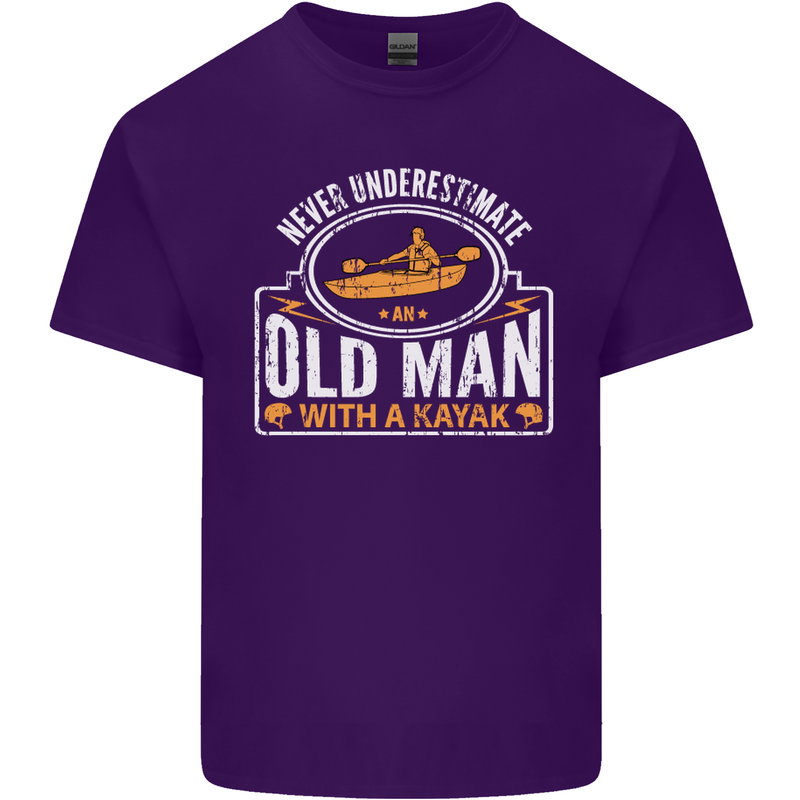 An Old Man With a Kayak Kayaking Funny Mens Cotton T-Shirt Tee Top Purple
