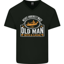 An Old Man With a Kayak Kayaking Funny Mens V-Neck Cotton T-Shirt Black
