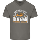 An Old Man With a Kayak Kayaking Funny Mens V-Neck Cotton T-Shirt Charcoal