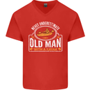 An Old Man With a Kayak Kayaking Funny Mens V-Neck Cotton T-Shirt Red