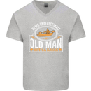An Old Man With a Kayak Kayaking Funny Mens V-Neck Cotton T-Shirt Sports Grey