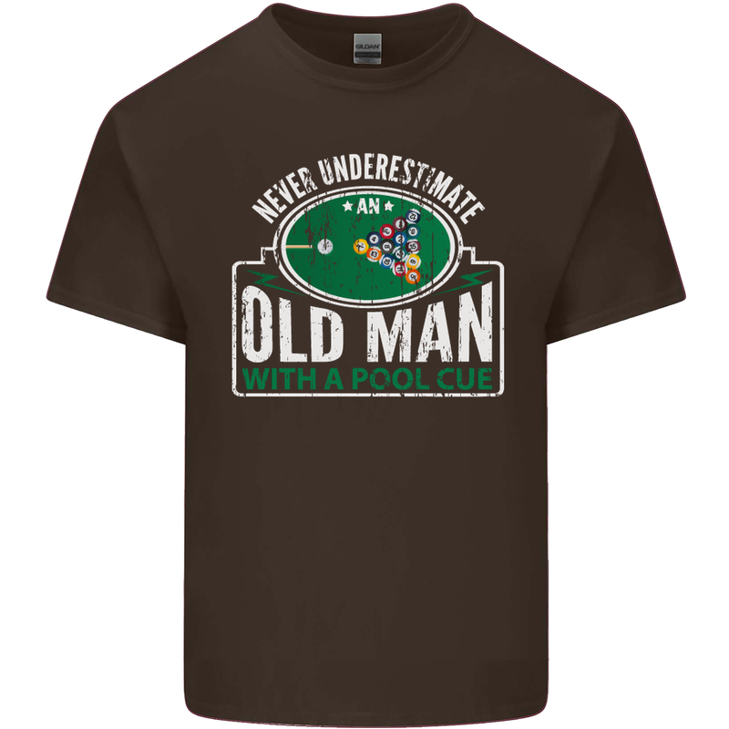 An Old Man With a Pool Cue Player Funny Mens Cotton T-Shirt Tee Top Dark Chocolate