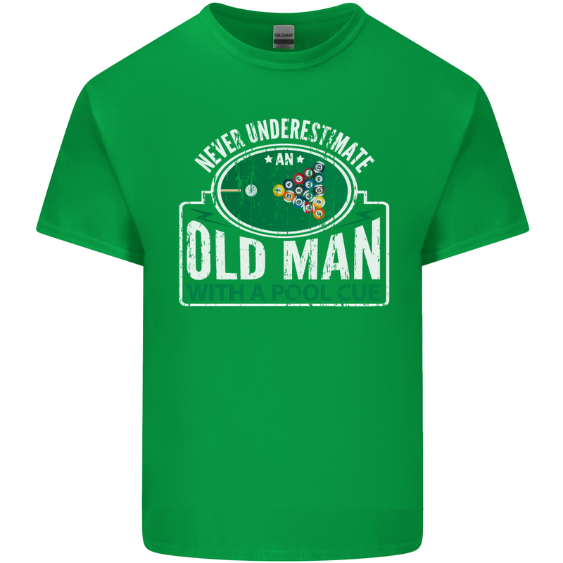 An Old Man With a Pool Cue Player Funny Mens Cotton T-Shirt Tee Top Irish Green