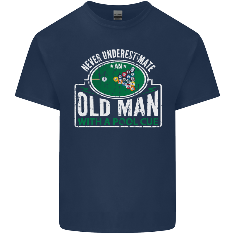 An Old Man With a Pool Cue Player Funny Mens Cotton T-Shirt Tee Top Navy Blue