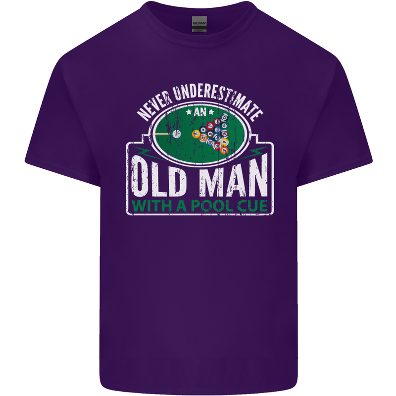 An Old Man With a Pool Cue Player Funny Mens Cotton T-Shirt Tee Top Purple