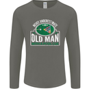 An Old Man With a Pool Cue Player Funny Mens Long Sleeve T-Shirt Charcoal