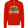 An Old Man With a Pool Cue Player Funny Mens Sweatshirt Jumper Bright Red