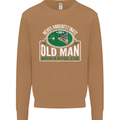 An Old Man With a Pool Cue Player Funny Mens Sweatshirt Jumper Caramel Latte