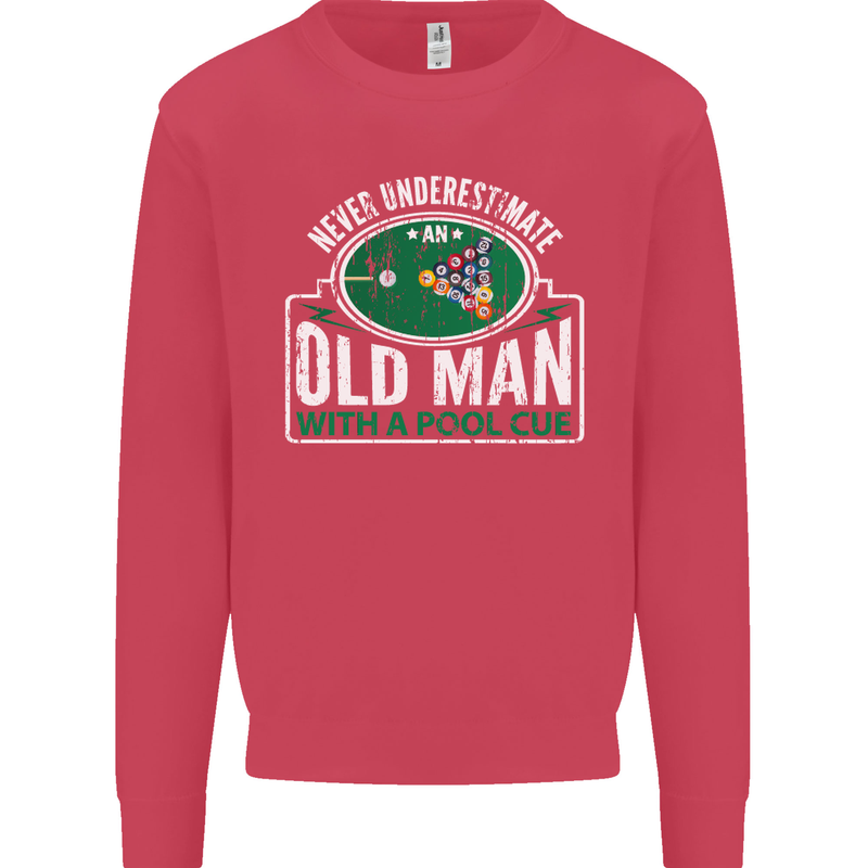An Old Man With a Pool Cue Player Funny Mens Sweatshirt Jumper Heliconia