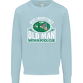 An Old Man With a Pool Cue Player Funny Mens Sweatshirt Jumper Light Blue